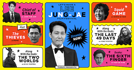 A collage featuring different Lee Jung-jae titles