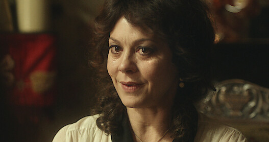A close up image of Helen McCrory as Aunt Pol in 'Peaky Blinders' Season 1