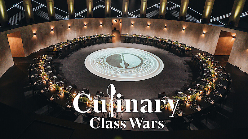 A large round table from the set of 'Culinary Class Wars' Season 1