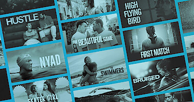 A grid images that include sports movies on Netflix