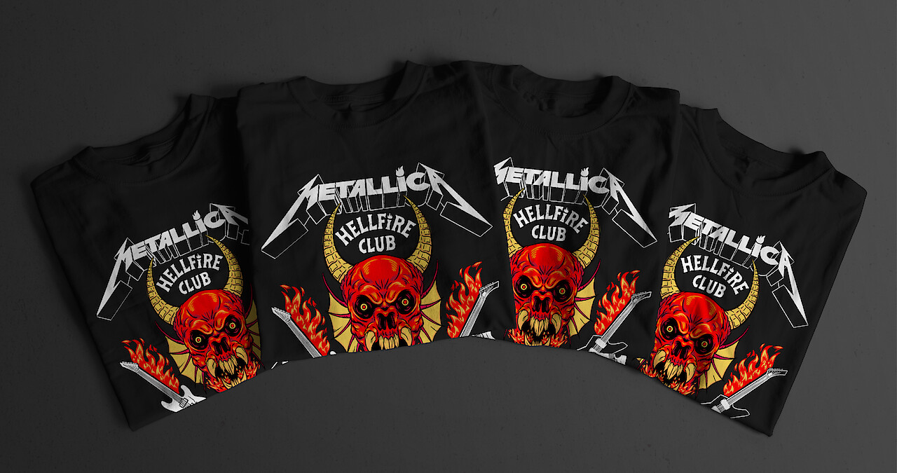 Metallica Hellfire Club T-Shirt Stranger Things Collaboration - Netflix