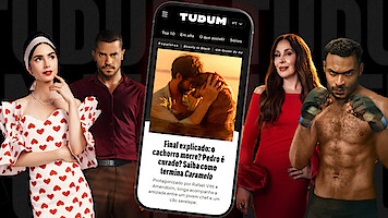 Montagem com diversos títulos da Netflix: Lily Collins (Emily in Paris), André Lamoglia (Os Donos do Jogo), Cláudia Raia (Sua Mãe Te Conhece?) e Vinicius Neri (Fúria)