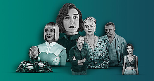 A collage of the characters from the film 'Bigbug'