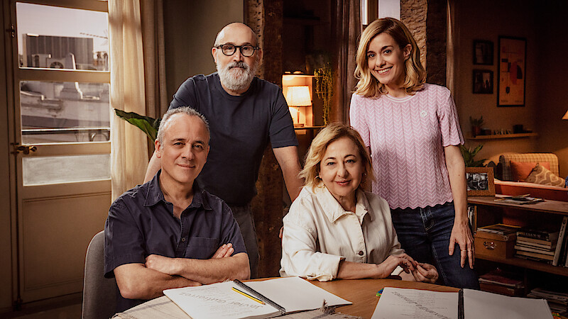 Javier Cámara as Julián, Carmen Machi as Natalia, Javier Gutiérrez as Victor, and Alexandra Jiménez as Carolina in '53 Sundays.'