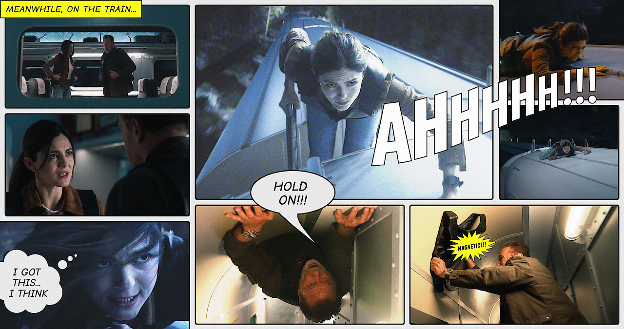 Photo illustration of train scene from FUBAR season 1.