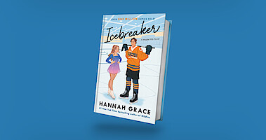 Book cover of "Icebreaker" by Hannah Grace features a female figure skater and a male hockey player standing together on an ice rink, with bright colors and a blue background.