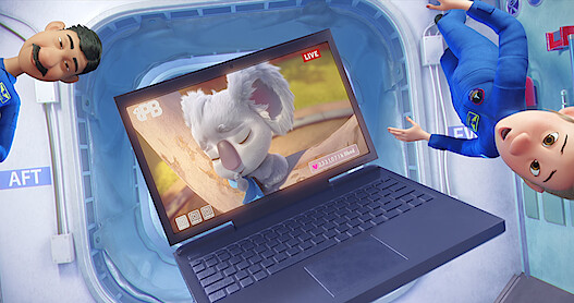 Characters watching the koala character featured in 'Back to the Outback'