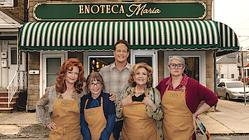 Susan Sarandon as Gia, Talia Shire as Teresa, Vince Vaughn as Joe Scaravella, Brenda Vaccaro as Antonella, and Lorraine Bracco as Roberta in Nonnas.