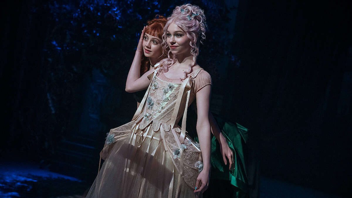 Evie Templeton as Agnes and Emma Myers as Enid in 'Wednesday' Season 2.