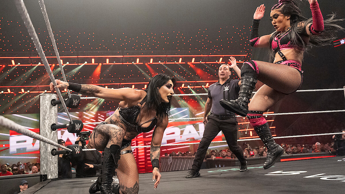 Roxanne Perez in action against Rhea Ripley during WWE 'Raw.'