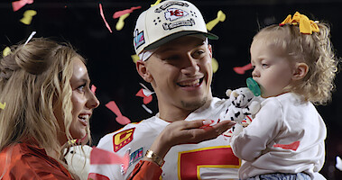 Brittany Mahomes, Patrick Mahomes and Sterling Skye Mahomes in 'Quarterback'.