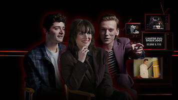 Noah Schnapp, Winona Ryder, and Jamie Campbell Bower behind the scenes of 'Stranger Things 5'