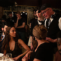  Zoe Saldaña as Rita Moro Castro, director Jacques Audiard and Karla Sofía Gascón as Emilia Pérez in Emilia Pérez.