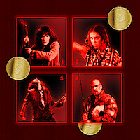 Photo Collage of Strangers Things characters and arcade tokens