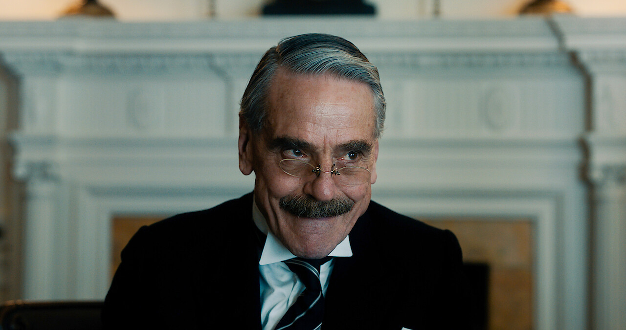 Jeremy Irons plays England's Minister Neville Chamberlain