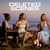 Deleted Scenes text over Carlacia Grant, Madelyn Cline, Madison Bailey seated together in a beach setting