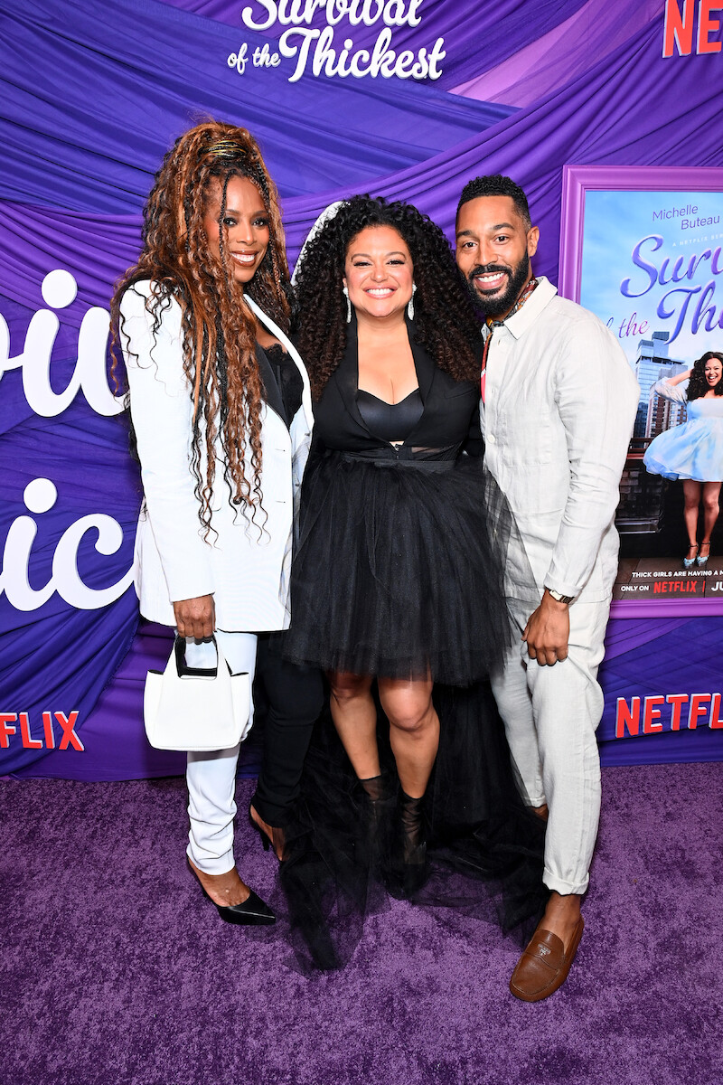 (L-R) Tasha Smith, Michelle Buteau, and Tone Bell attend the Netflix New York Special Screening of Survival Of The Thickest at Metrograph on July 11, 2023 in New York City.
