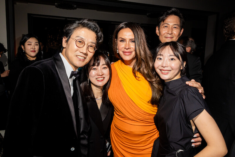 Hwang Dong-hyuk, Kim Ji-yeon, Karla Sofia Gascón, Lee Jung-jae and guest attend Netflix's Golden Globe Afterparty 2025 at Spago on January 05, 2025 in Beverly Hills, California. 