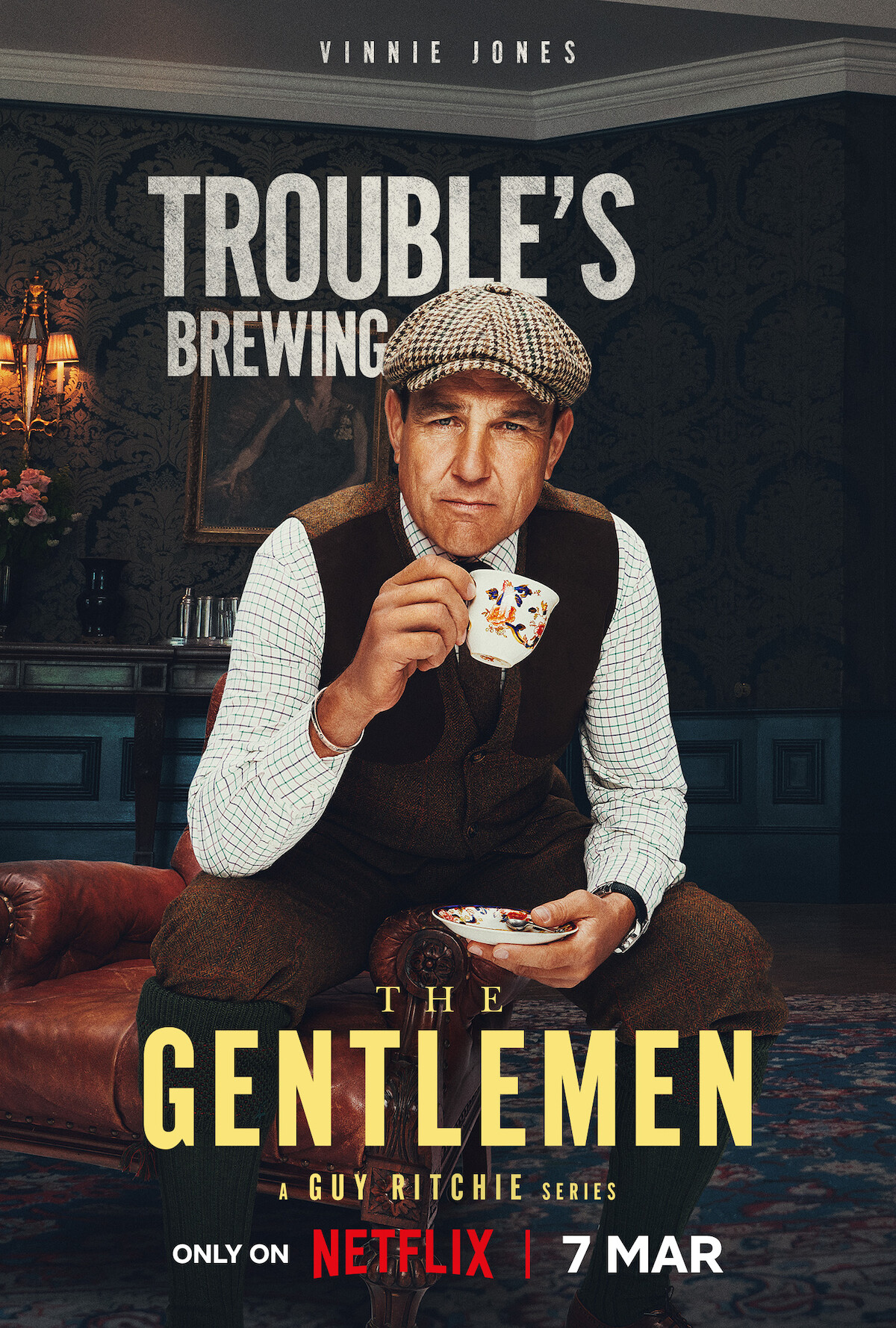 Character key art featuring Vinnie Jones