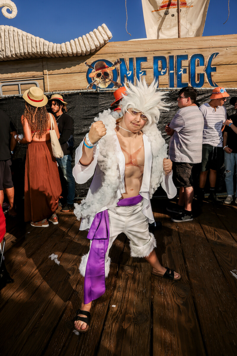 Fans attend Netflix global event for the celebration of One Piece at Santa Monica Pier in California. 