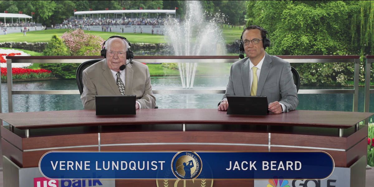 Verne Lundquist as himself and Jack Giarraputo as Jack Beard in ‘Happy Gilmore 2’