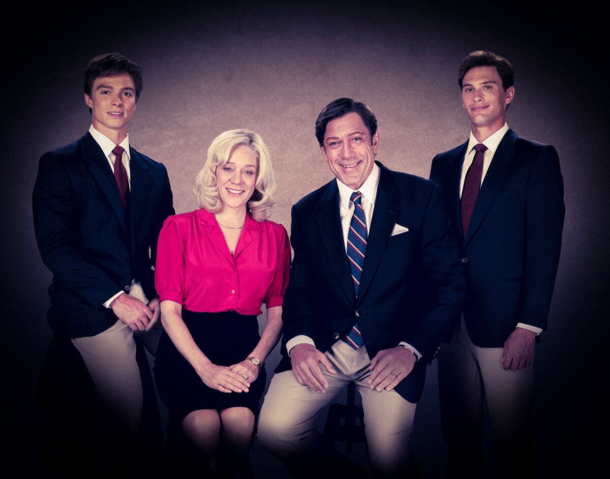 Nicholas Chavez as Lyle Menendez, Chloë Sevigny as Kitty Menendez, Javier Bardem as José Menendez, Cooper Koch as Erik Menendez in ‘Monsters: The Lyle And Erik Menendez Story’.