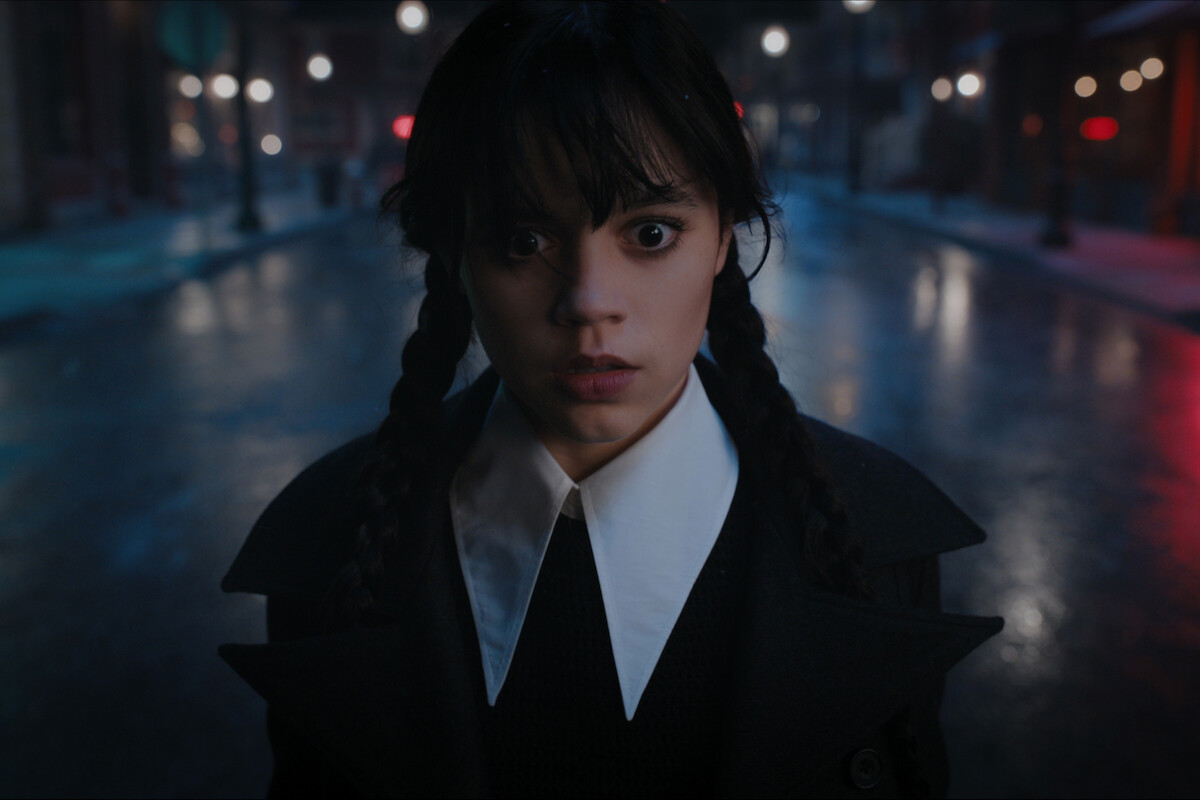 Jenna Ortega como Wandinha Addams na temporada 1 de ‘Wandinha’.