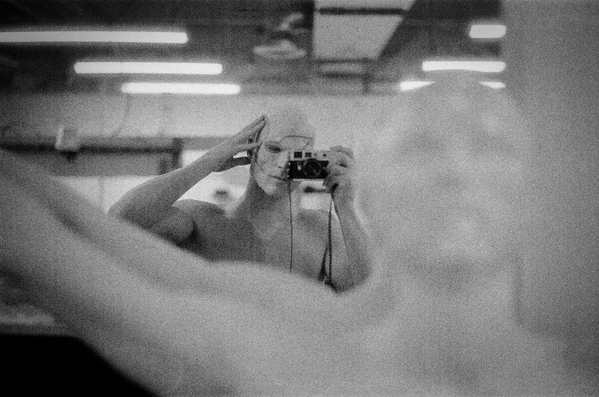 Jacob Elordi photographs himself in a mirror as the Creature.
