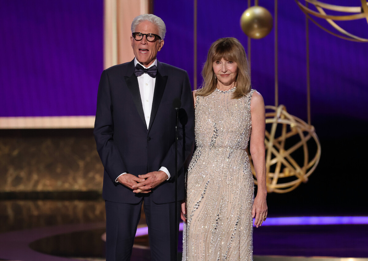 Ted Danson and Mary Steenburgen accept the Bob Hope Humanitarian Award during the show at the 77th Primetime Emmy Awards.