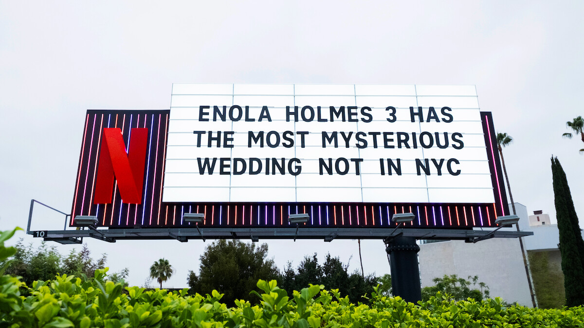 Enola Holmes 3 Sunset blvd marquee ‘Enola Holmes 3 has the most mysterious wedding not in NYC’