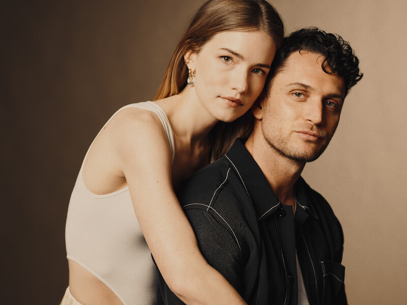 Willa Fitzgerald and Colin Woodell pose together in a glam shoot.