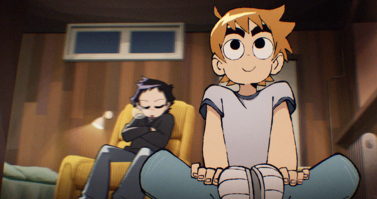 Scott Pilgrim Takes Off - Scott looking at the tv