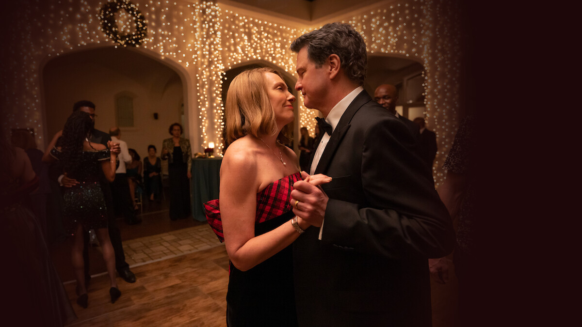 Toni Collette and Colin Firth as Kathleen and Michael Peterson in the drama series The Staircase.