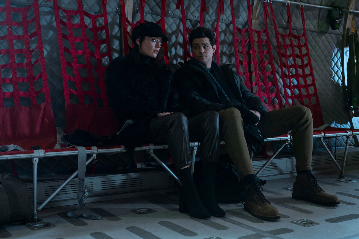 Noah Centineo) and Russian asset Max Meladze (Haddock) in a cargo plane.