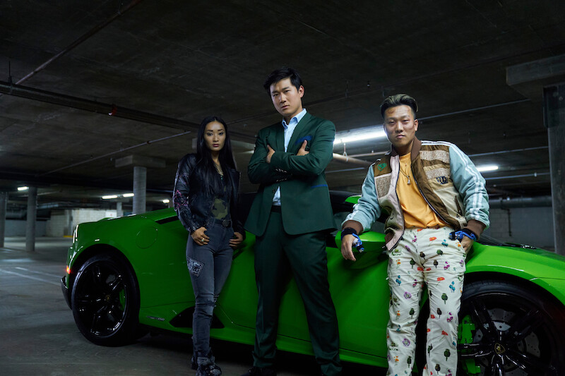 Alice Hewkin as June, Sam Song Li as Bruce Sun, Joon Lee as TK in episode 107 of The Brothers Sun.