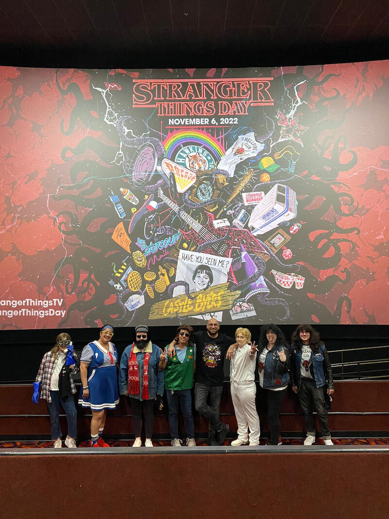 Stranger Things fans in Cleveland, dressed in costumes ranging from Joyce and Murray in Season 4 to Robin’s Scoops Ahoy uniform from Season 3