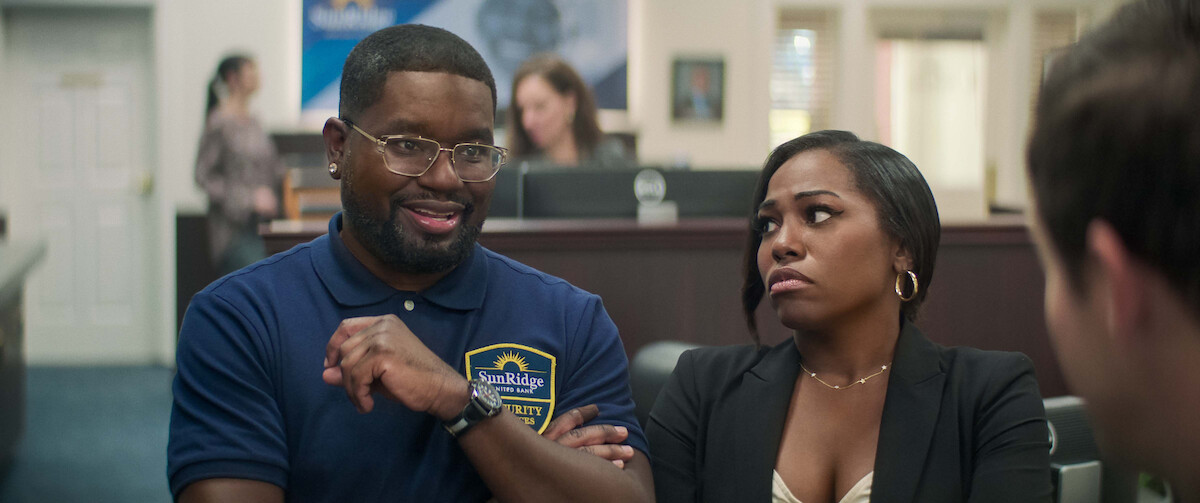 Lil Rel Howery and Laci Mosley in ‘The Out-Laws’