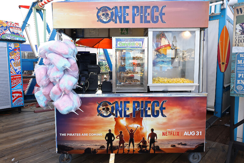 Fans attend Netflix global event for the celebration of One Piece at Santa Monica Pier in California. 