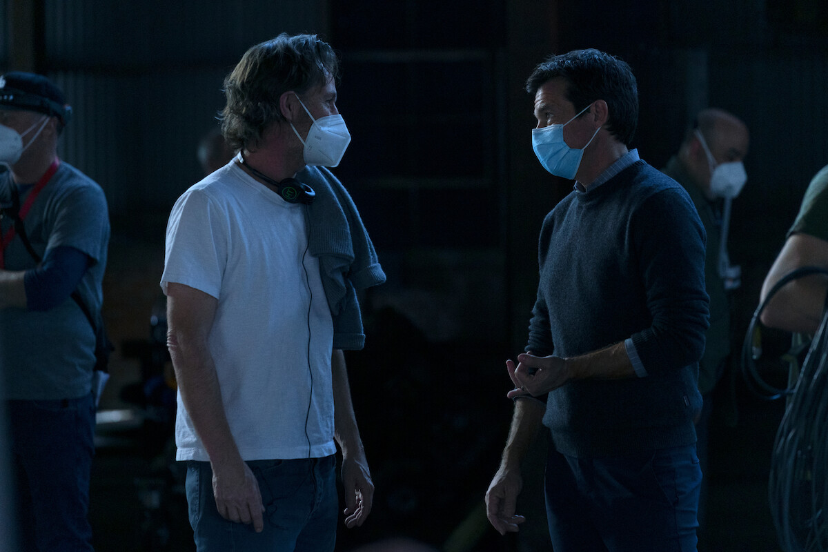 Chris Mundy and Jason Bateman wear protective masks on the set of 'Ozark' 