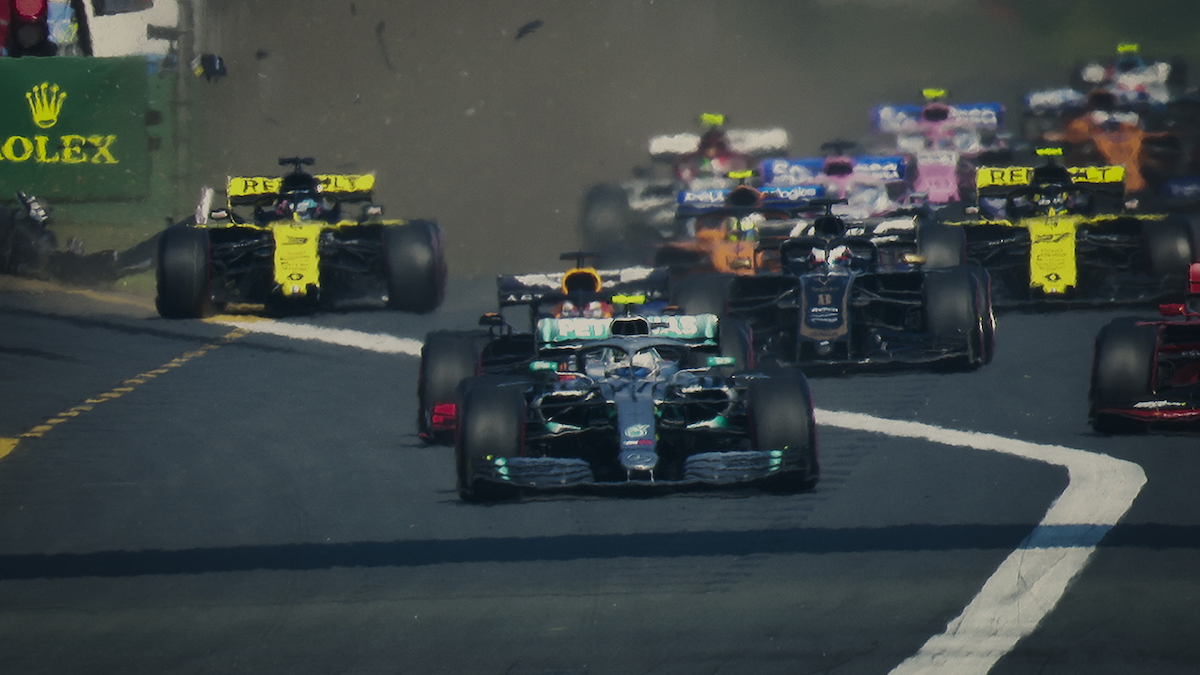 Formula 1 cars during a race.