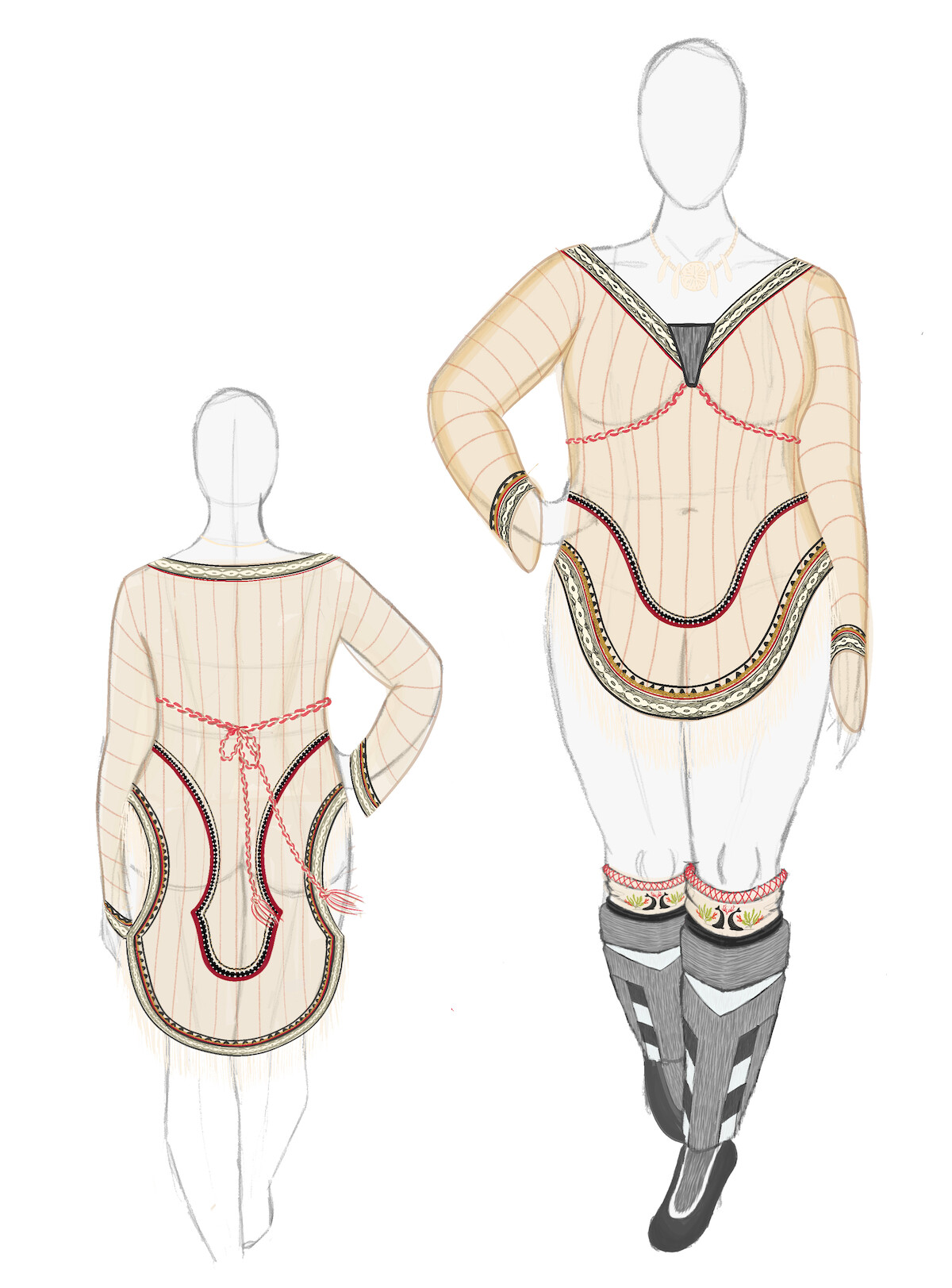 Drawing of Nuliajuk’s dress from ‘North of North’