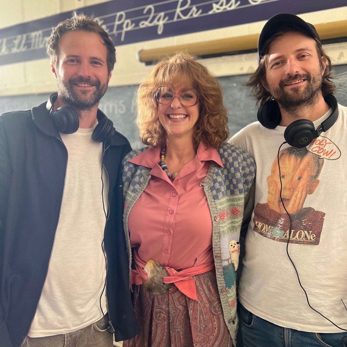 Ross Duffer, Hope Hynes Love, and Matt Duffer behind the scenes of ‘Stranger Things 5’