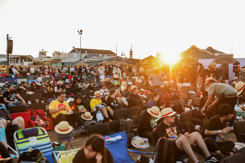 Fans attend Netflix global event for the celebration of One Piece at Santa Monica Pier in California. 