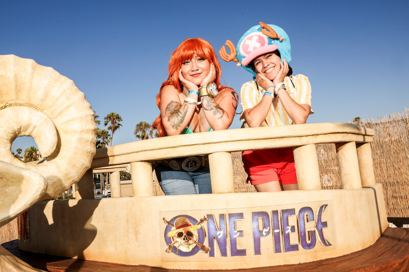 Fans attend Netflix global event for the celebration of One Piece at Santa Monica Pier in California. 