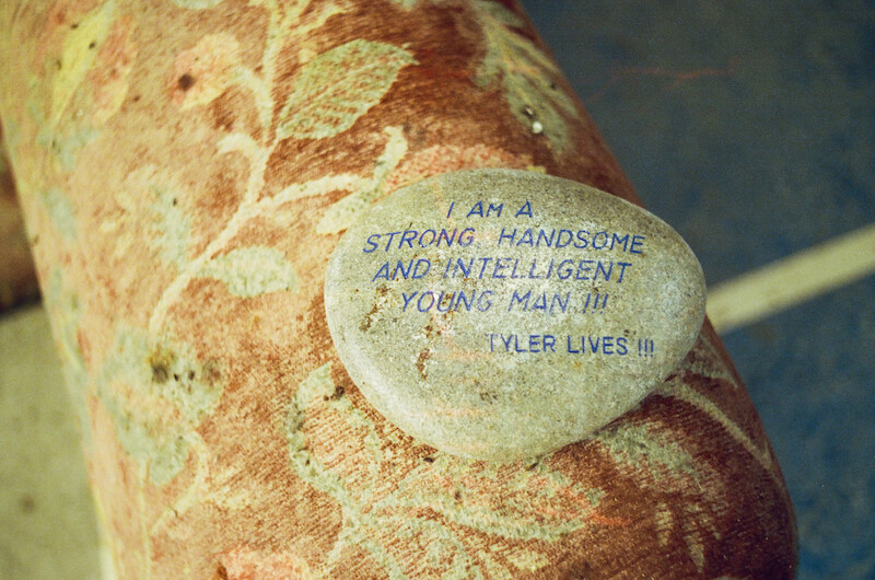 An inscribed rock found at The Academy at Ivy Ridge. 