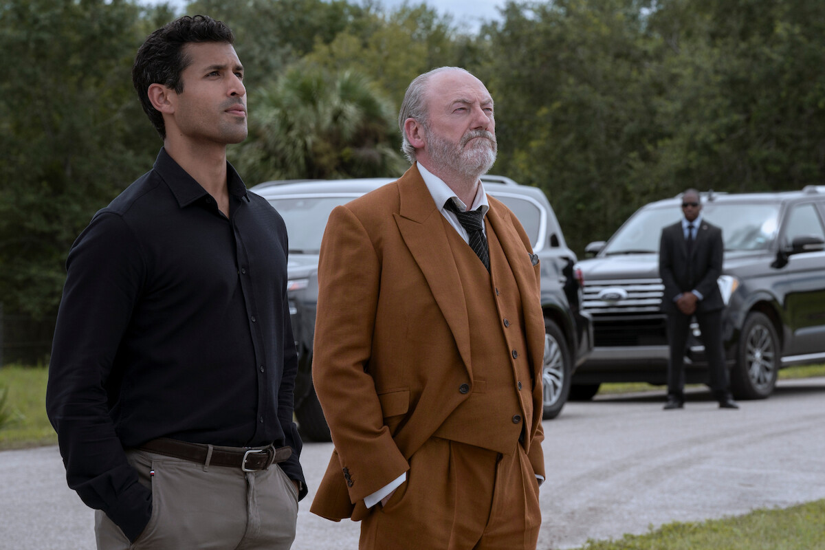 Saamer Usmani as Raj Varma, Liam Cunningham as Wade in ‘3 Body Problem.’