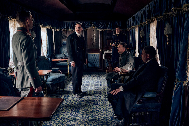 Daniel Brühl as Matthias Erzberger, a German diplomat trying to negotiate a ceasefire.  ‘All Quiet on the Western Front’ First Look Photos