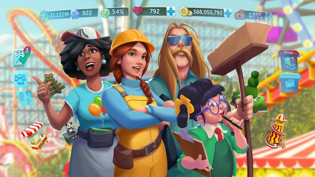 Game art for the mobile game 'Rollercoaster Tycoon Touch'.