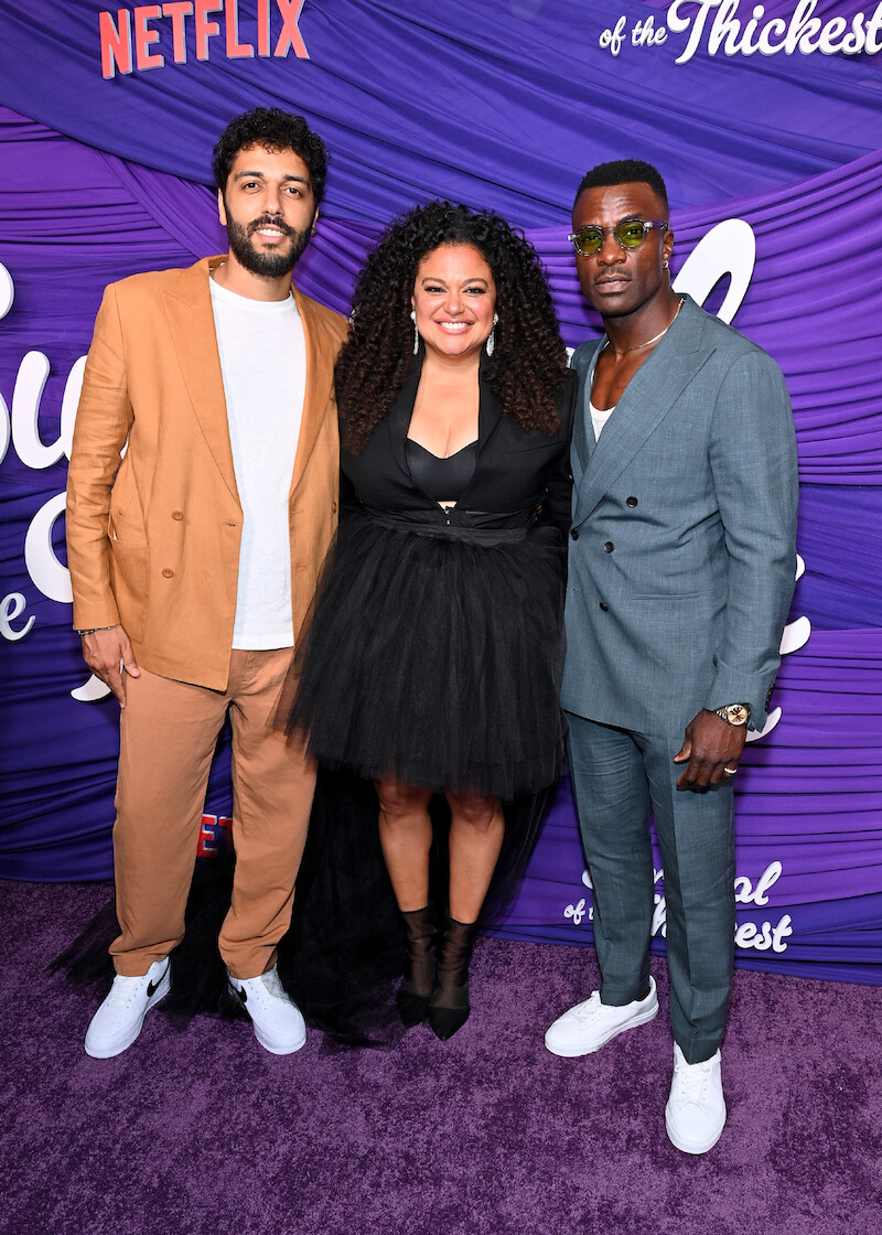 (L-R) Marouane Zotti, Michelle Buteau, and Taylor Sele attend the Netflix New York Special Screening of Survival Of The Thickest at Metrograph on July 11, 2023 in New York City. 