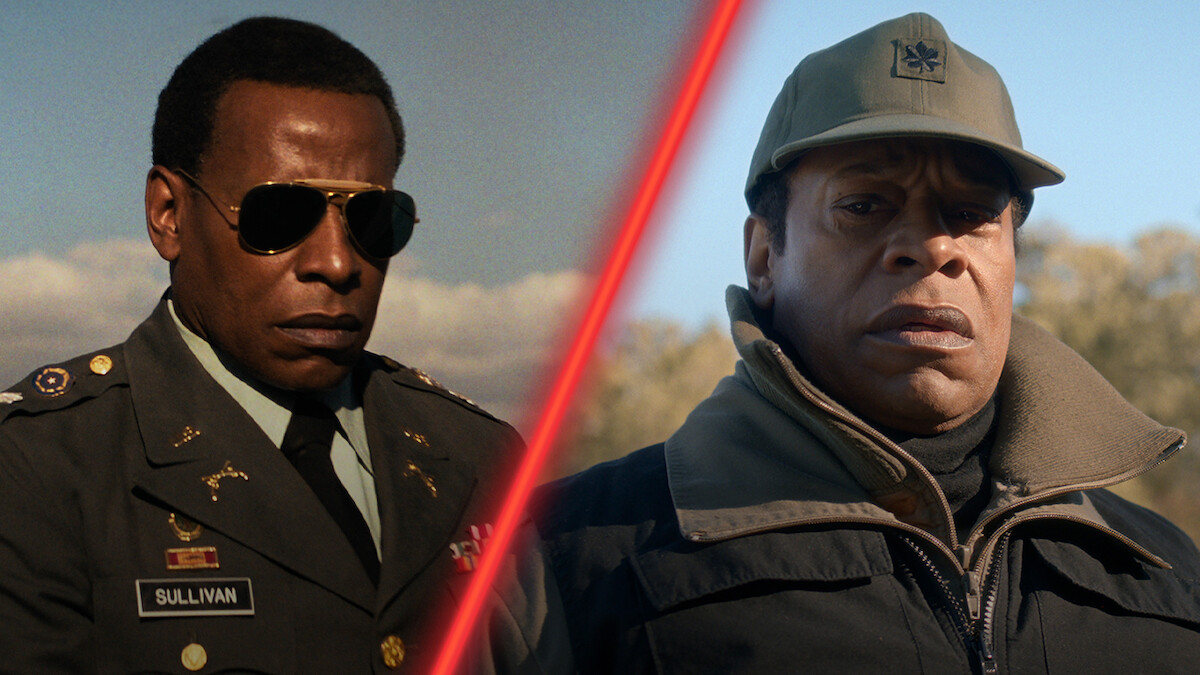 Diptych of Sherman Augustus as Lt. Colonel Sullivan in ‘Stranger Things’ Season 4 and Season 5.